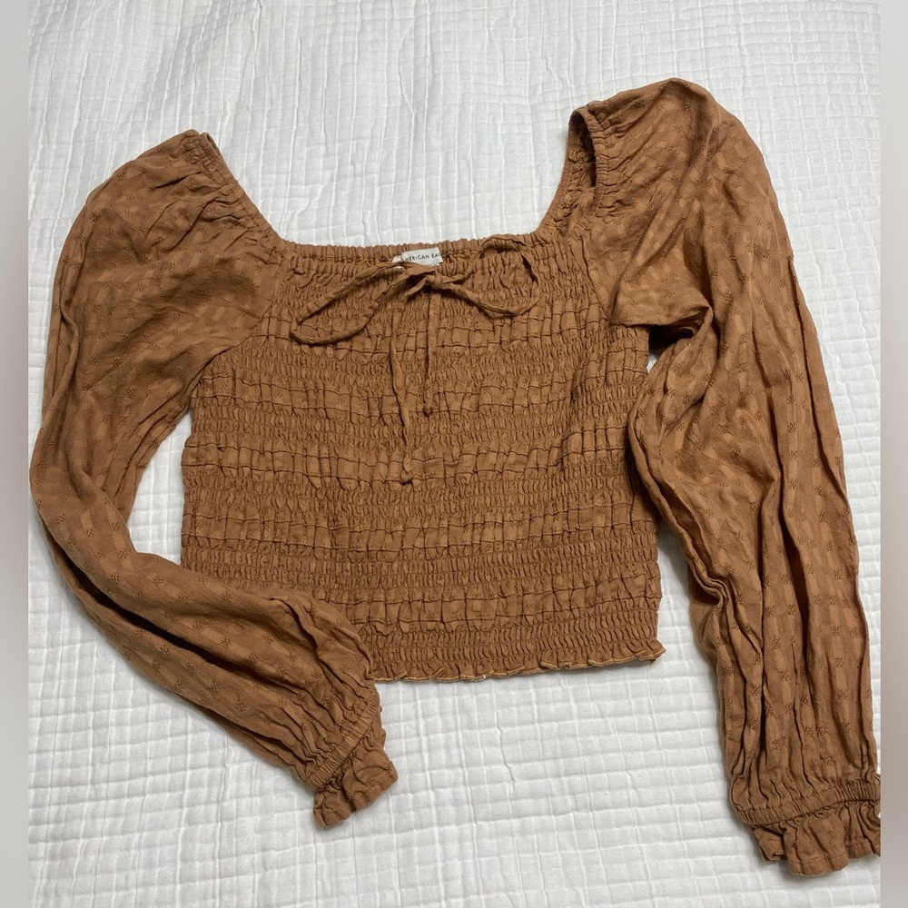 American Eagle Outfitters crop top distressed button